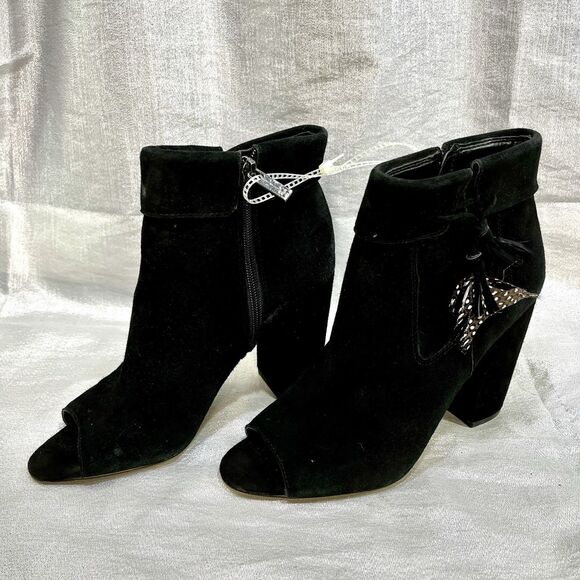 Jessica Simpson KAILEY Boho-Luxe SUEDE Leather Black BOOTIES WOMEN'S Size 7.5M - Picture 1 of 10
